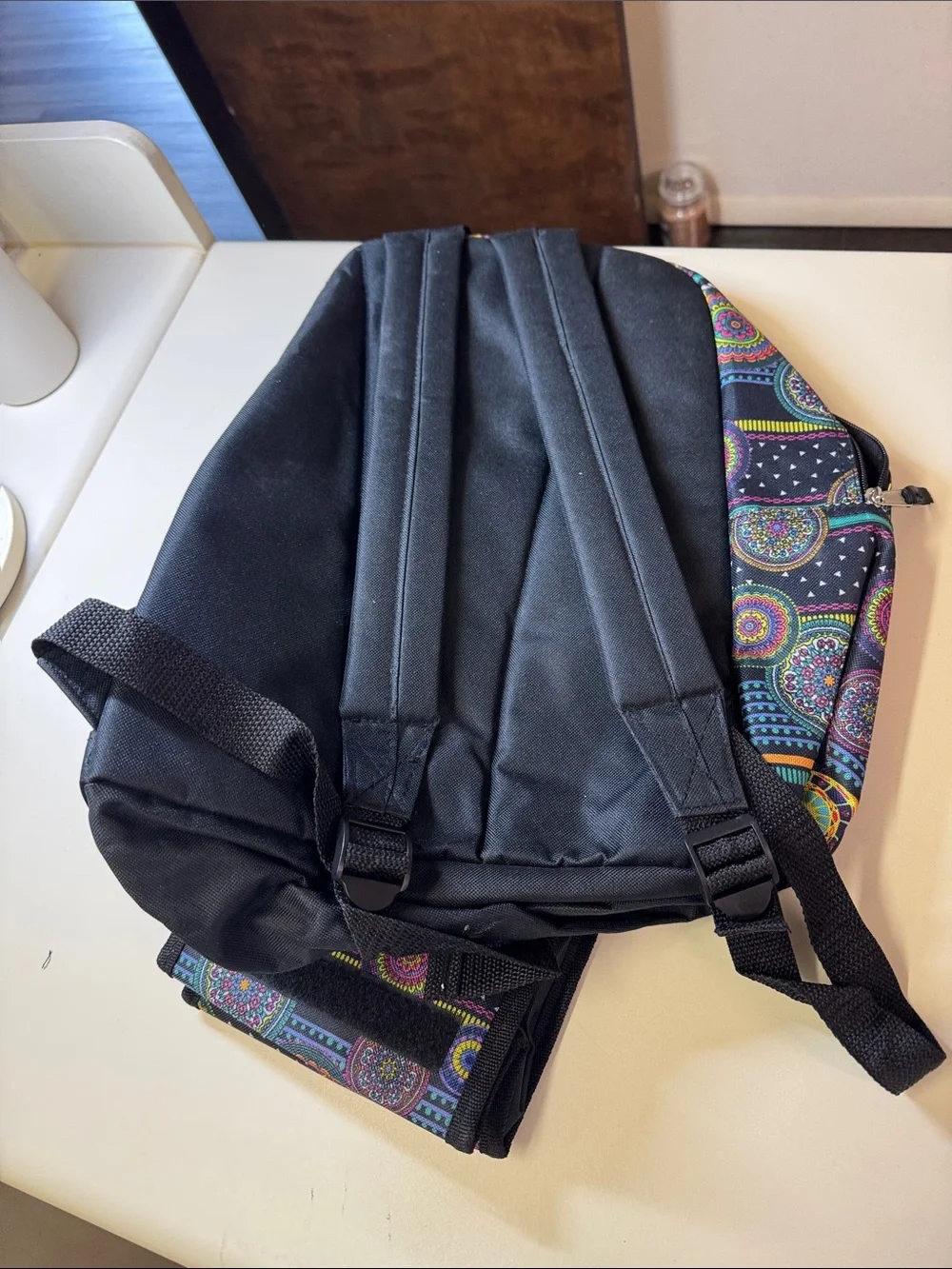 Multicolor Patterned Backpack Set - Black Base